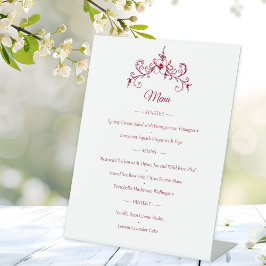 Elegantes Vintag Romance Burgundy Wedding Menu Sockelschild