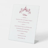 Elegantes Vintag Romance Burgundy Wedding Menu Sockelschild (Vorderseite)