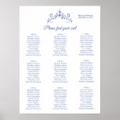 Elegantes Vintag romantisches Blue Wedding Seating Poster (Vorne)