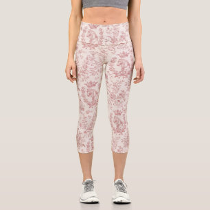 Elegantes Vintag rosa Beige Reittier Toile Capri Leggings