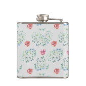 Elegantes Vintag rosa blaues Muster Monogramm Flachmann (Rückseite)