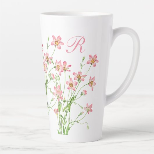 Elegantes Vintag rosa Blumenmonogramm groß Milchtasse (Rechts)