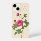 Elegantes Vintag rosa Floral Monogramm iPhone Hülle (Rückseite)