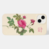 Elegantes Vintag rosa Floral Monogramm iPhone Hülle (Rückseite (Horizontal))