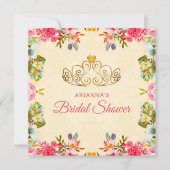 Elegantes Vintag rosa, florales Princess-Brautpart Einladung (Vorderseite)