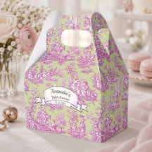 Elegantes Vintag-rosa-grünes De-jouy-Monogramm
