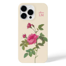 Elegantes Vintag rosa Rose Floral Monogramm