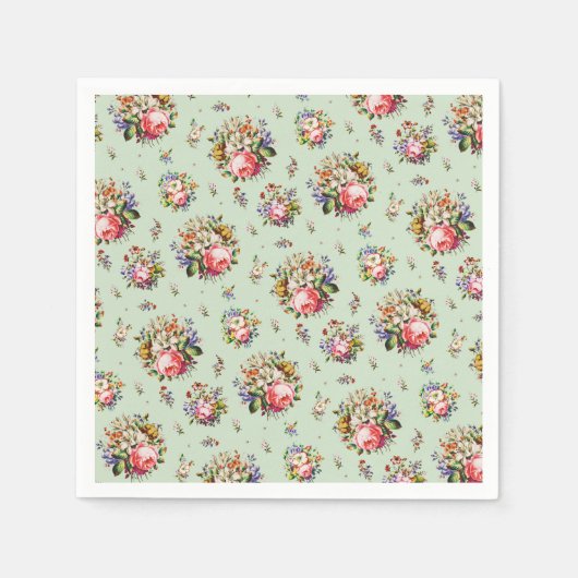 Elegantes Vintag rosa Rosen Blumenmuster-Muster Serviette (Vorderseite)