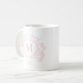 Elegantes Vintag-Rosa-Wappen-Monogramm Kaffeetasse (Vorderseite Links)