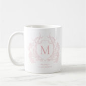 Elegantes Vintag-Rosa-Wappen-Monogramm Kaffeetasse (Links)