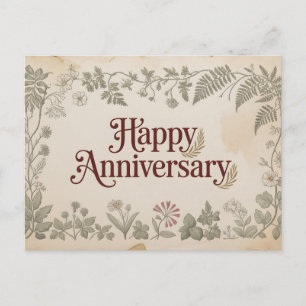 Elegantes Vintage "Alles Gute zum Hochzeitstag" De Postkarte