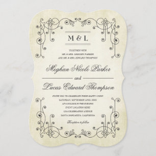 Elegantes Vintage-Antiquariat-Papier-Look Hochzeit Einladung