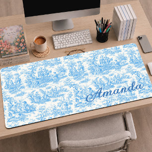 Elegantes Vintage-Aqua-Toile romantische französis Schreibtischunterlage
