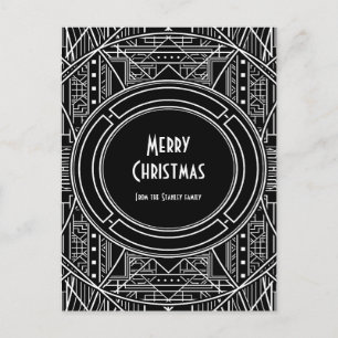 Elegantes vintage Art déco Frohe Weihnachten Postkarte