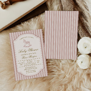 Elegantes Vintage-Baby-Shower-Schaukelpferd in Ros Einladung