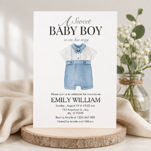 Elegantes Vintage-Babyausstattung für Jungen Baby Einladung