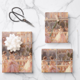 Elegantes Vintage-Ballkleid-Geschenkpapier Geschenkpapier Set