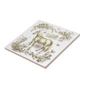 Elegantes Vintage-Beige-Pferd-Blumenmuster Fliese (Seite)