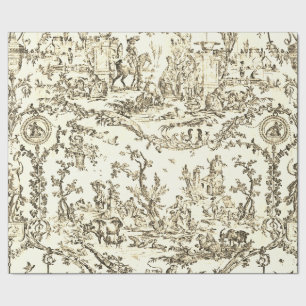 Elegantes vintage-beiges französisches Land-Toile Geschenkpapier