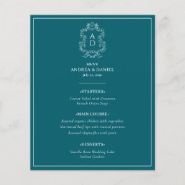 Elegantes Vintage-Blau mit Rahmen Hochzeitsmenü Flyer