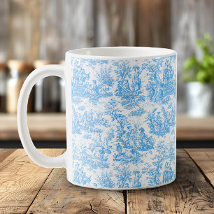 Elegantes Vintage Blau Toile De Jouy Kaffeetasse