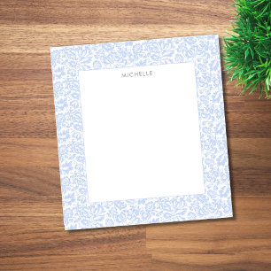 Elegantes Vintage Blau Venezianisch Botanisch Flor Notizblock