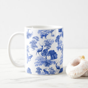 Elegantes vintage-blaues Toile-Hirsch-Muster im Wa Kaffeetasse