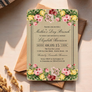 Elegantes Vintage-Blumen-Muttertags-Brunch Einladung