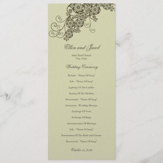 Elegantes Vintage-Blumen-Paisley-Hochzeitsprogramm Programm (Vorderseite)