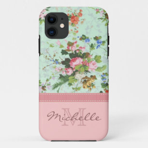 Elegantes vintage-blumen-rosen-monogramm name Mädc iPhone 11 Hülle