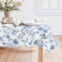 Elegantes Vintage-Blumen-Toile Blau und Weiß 