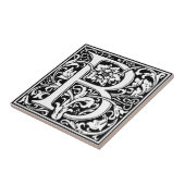 Elegantes vintage-blumenförmiges Monogramm Buchsta Fliese (Seite)