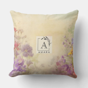Elegantes vintage Blumenmonogramm Kissen
