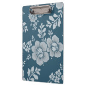 Elegantes Vintage-Blumenmuster in Blau Klemmbrett (Links)