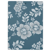 Elegantes Vintage-Blumenmuster in Blau Klemmbrett (Rückseite)