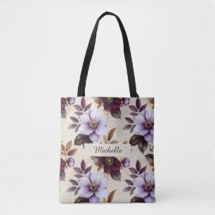 Elegantes Vintage-Blumenmuster in Lila Burgunderro Tasche