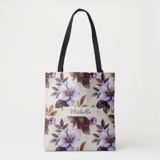 Elegantes Vintage-Blumenmuster in Lila Burgunderro Tasche