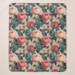 Elegantes vintage Blumenmuster mit Rosen Sherpadecke