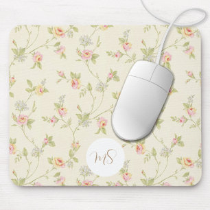 Elegantes vintage Blumenmuster personalisiert Mousepad