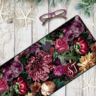 Elegantes vintage-blumiges farbenfrohes Monogramm Schreibtischunterlage