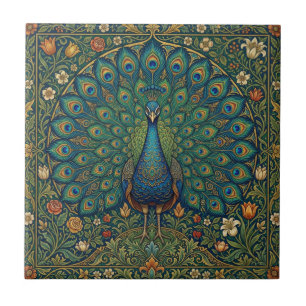 Elegantes vintage-bohemian-Pfau-Design Fliese