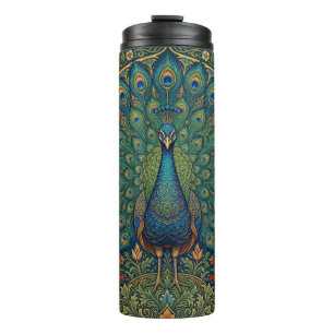 Elegantes vintage-bohemian-Pfau-Design Thermosbecher