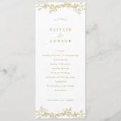 Elegantes Vintage-Botanik-Hochzeitsprogramm in Gol Programm (Vorderseite)