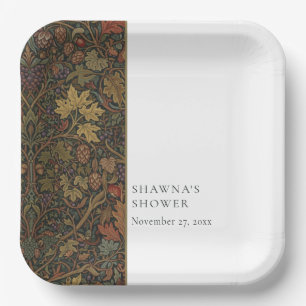 Elegantes, vintage Cottage, botanisches Herbst-Bra Pappteller