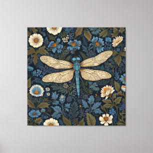 Elegantes vintage cottage gemütlicher blauer Libel Leinwanddruck