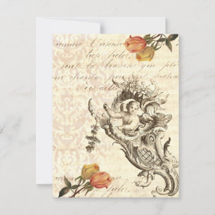 Elegantes Vintage-Cupid- und Damast-Barock-Design Einladung