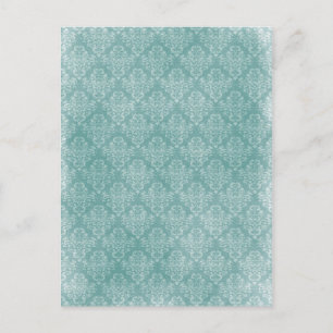 Elegantes vintage Damastmuster weiß ausgebleicht G Postkarte