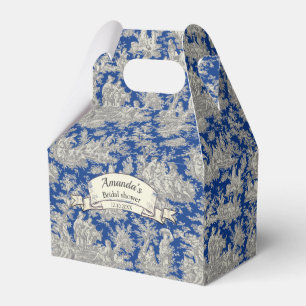 Elegantes vintage dunkelblaues Toile de Jouy Monog Geschenkschachtel