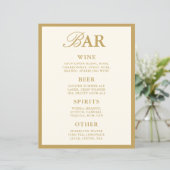 Elegantes Vintage-Elfenbein-Bar-Menü Hochzeit Tisc (Stehend Vorderseite)