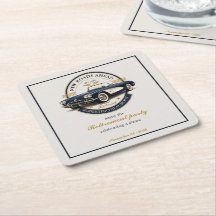Elegantes Vintage-Emblem Blaues Auto Ruhestandsfei